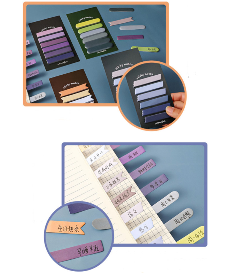 Panda Online 120 Sheets 6 Colors Morandi Gradient Color Sticky Notes Set Memo Pad Lable Sticker Bookmarks Notepad Sticky Index. 