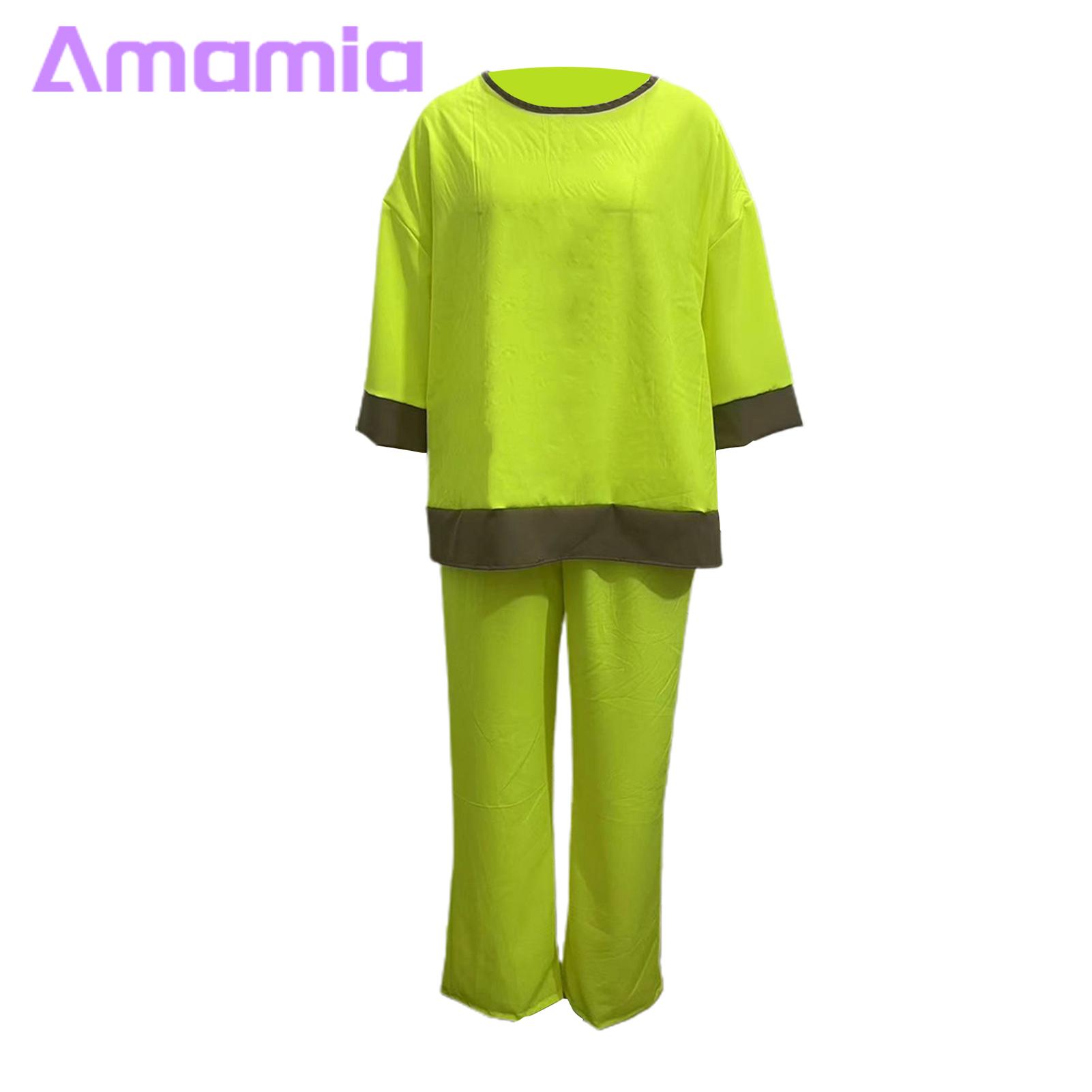 Women Top Pants Suit Stylish Women's Contrast Color Top Pants Set Casual Loose Blouse with Wide Leg Trousers Perfect for Fashionistas Three Quarter S ves T-shirt. 