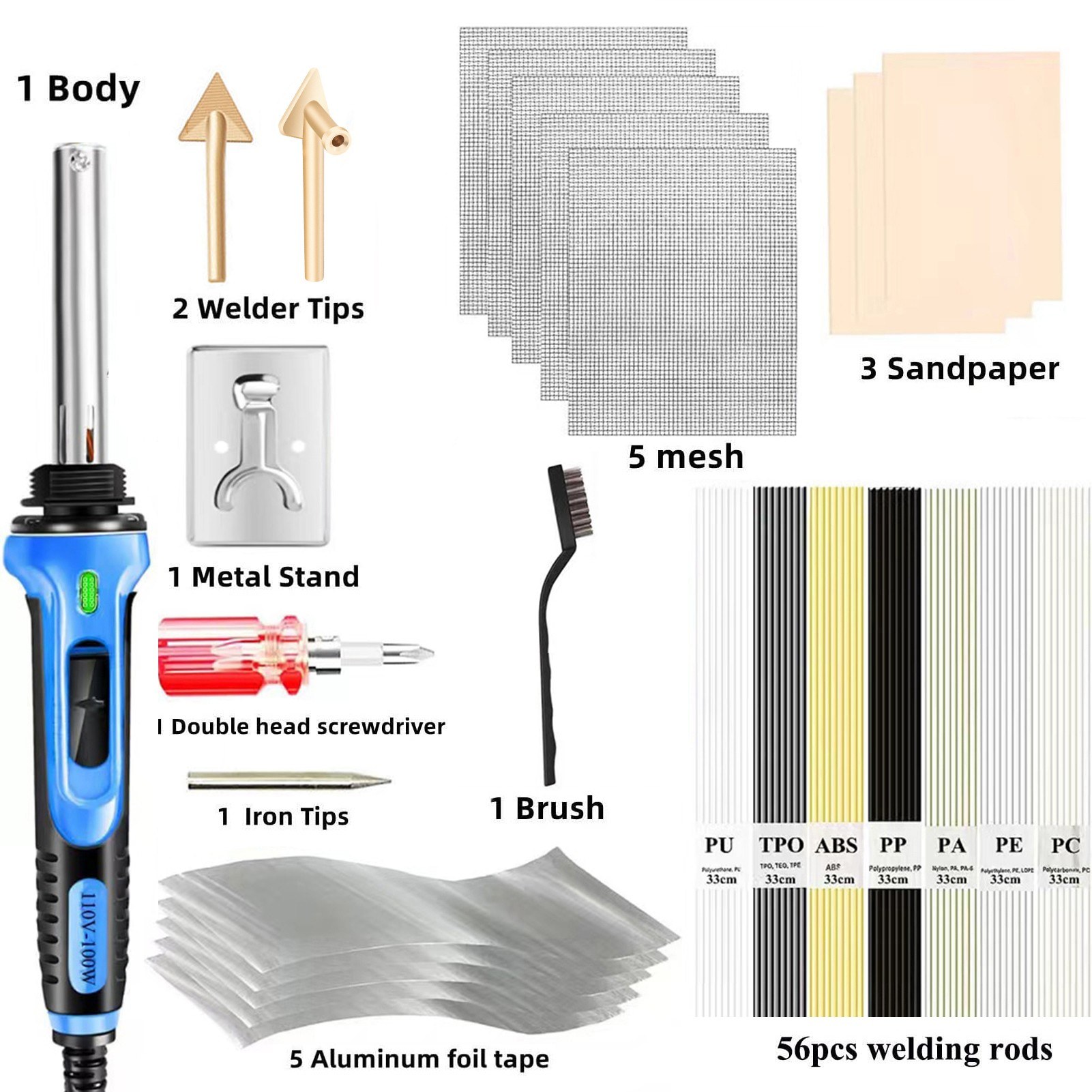 100W Plastic Welding kit 2-in Plastic Welder and oldering Iron. 