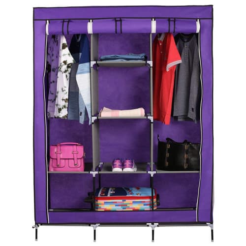 3 Door Storage Wardrobe Foldable and Movable Cloth/Fabric Wardrobe with Zip Up Collapsible Cupboard Model 88130. 