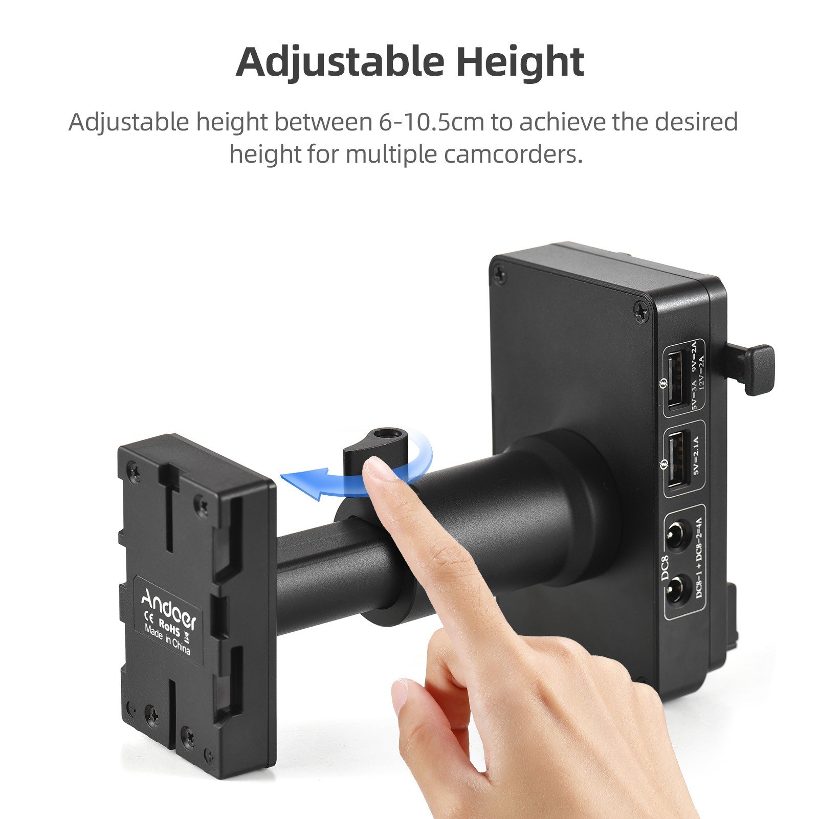 V ock V Mount Battery Plate to BP-U Dummy Battery Adapter with Adjustable Rod. 