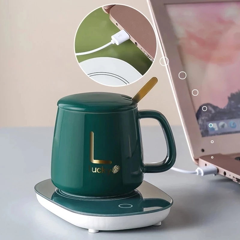 Cup Warmer 55 Degree Ceramic Mug Heater USB Smart Thermostatic Heating Pad Coffee Mug Milk Warmer for Home Office Birthday Gift. 