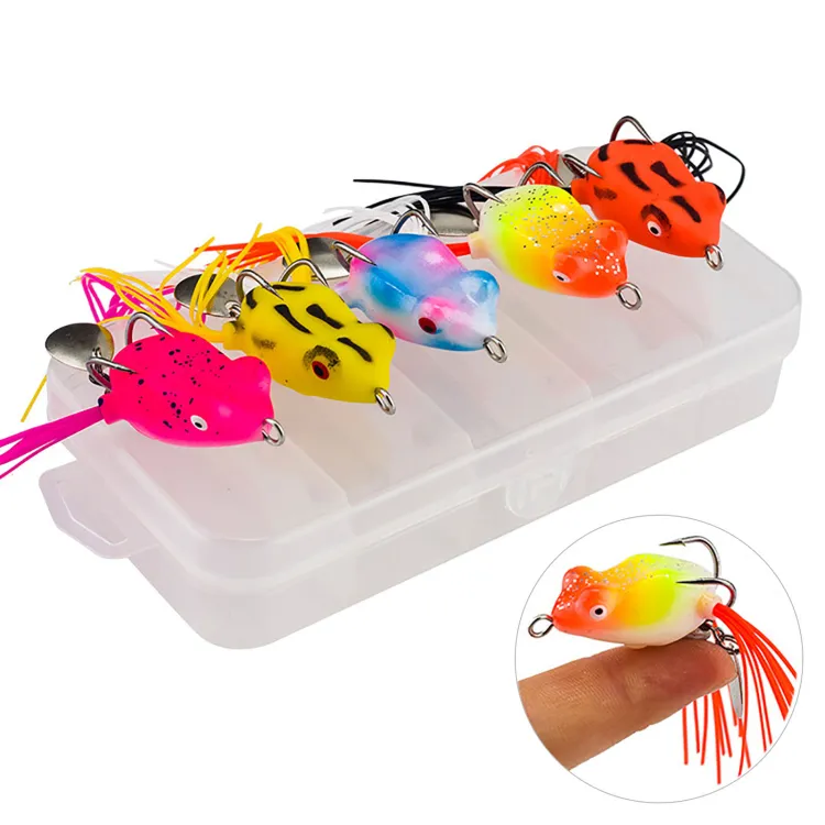 bellylady 5pcs 3cm 4.2g Mini Soft Frog Fishing Lure Set 3d Eyes Vivid  Design Fake Bait With 2 Hook Fishing Tackle