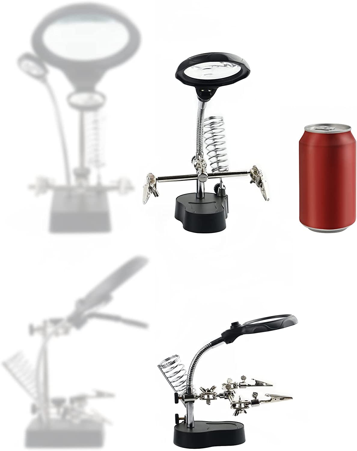 Helping Hands Magnifying Glass Soldering Station, 3.5X 12X Magnifier, With LED Lights. 
