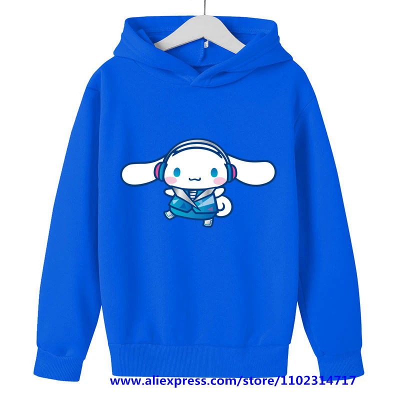 New MINISO Cinnamoroll Hoodie Kids Clothes Girls Sweatshirts Spring Boys Long Sleeves Hoodies Sanrio Cartoon Hooded Tops. 