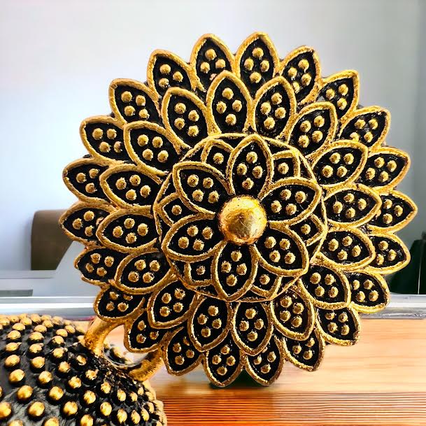 ESH Black gold flower theme Fashion Bollywood Traditional Indian beautiful jimmiki earring with white pearl beaded for women and girl. 