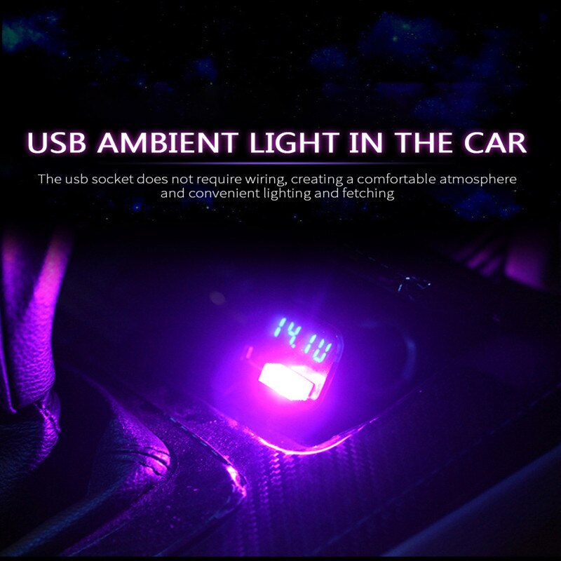 Mini USB Decorative Lamp Car LED Atmosphere Lights Emergency Light Car-styling Auto Interior Lighting Ambient Decorative Lamp-Green. 