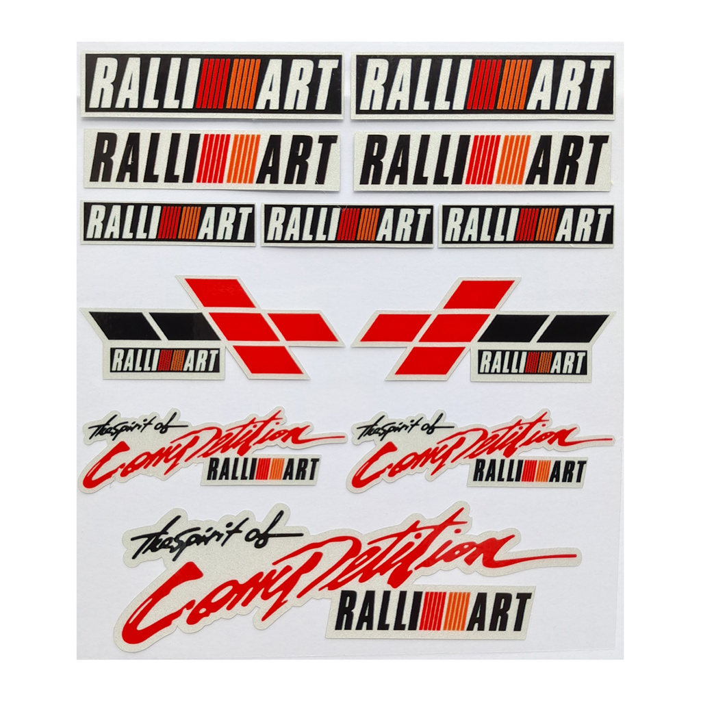 【Miga Plaza】RALLIART Logo Sticker PU 3D Car Side Rear Emblem Badge Sticker Decal for Mitsubishi Whole SET. 