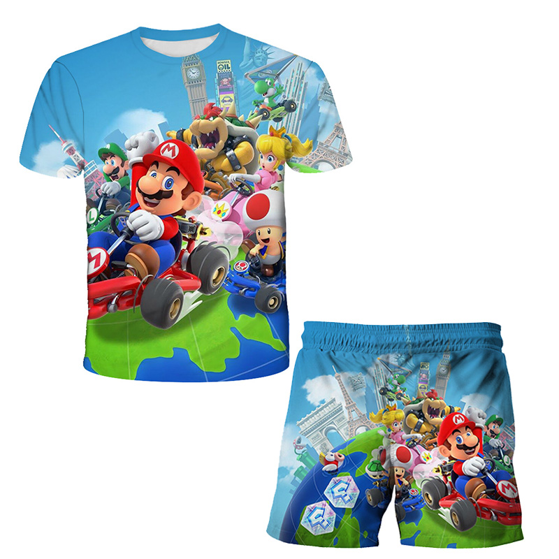 Set Maglietta E Pantaloncini Super Mario Bros Per Ragazzi - Outfit Ufficiale Con Stampa Di Mario - Foto 5