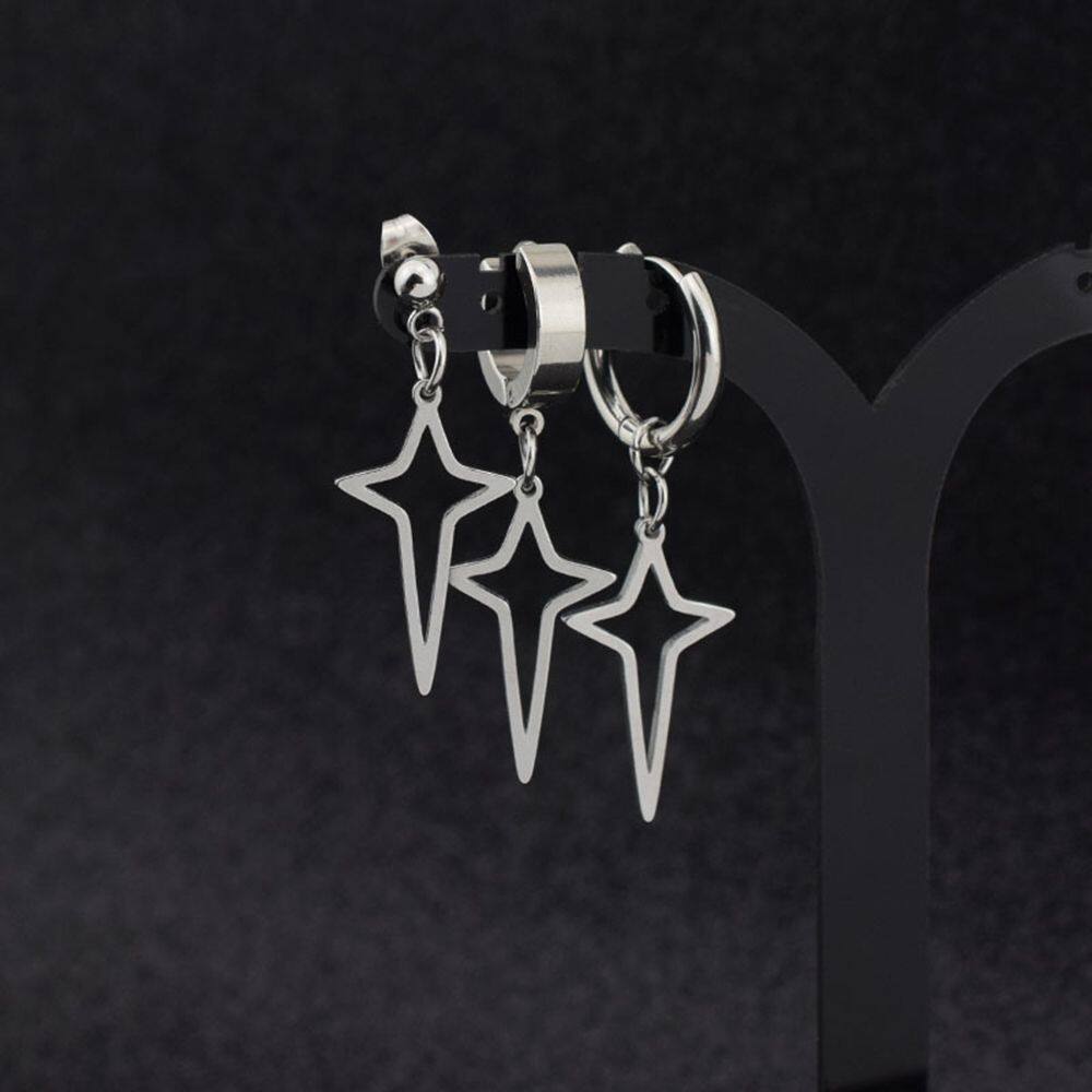 【WEJA】hikaw for men stainless steel earrings Temperament Simple Dangle Earring Female Male Stainless Steel Gift Fashion Jewelry Clip Earring Men Hoop Earring Cross Star Dangle Earring Korean Style Ear Cuff. 
