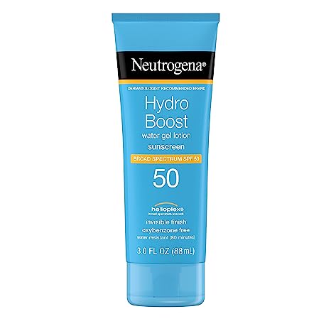 NEUTROGENA Hydro Boost Moisturizing Water Gel Sunscreen Lotion with Broad Spectrum SPF 50, Water-Resistant & Non-Greasy Hydrating Sunscreen Lotion, Oil-Free 88ml