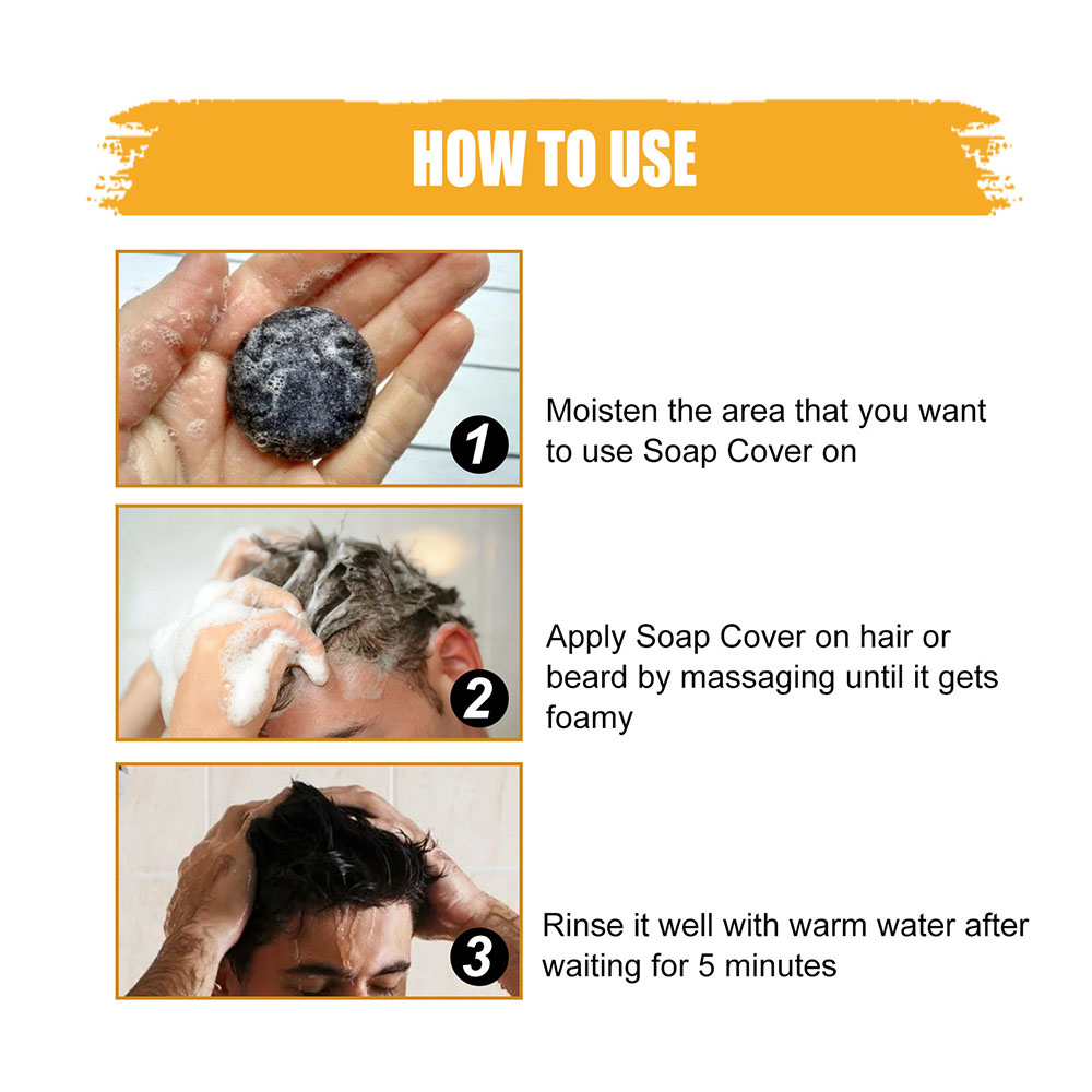 Men's Grey Coverage Bar Shampoo Hair Darkening Black Soap For Grey Hair Cover Oil Control Beauty Hair Shower Hair Soap. 