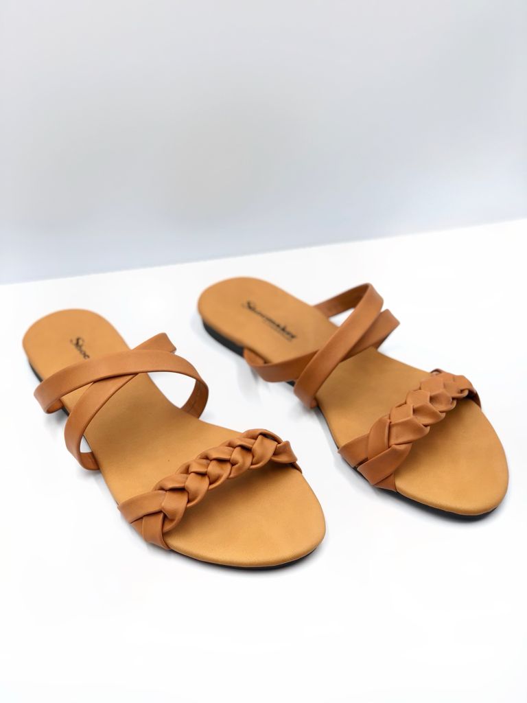 braided strap slide sandals