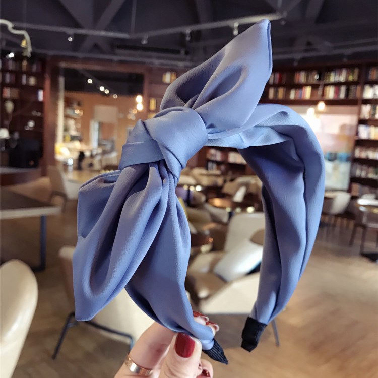 1Pc Korean Bow Wideneck ted Headband Fabric Solid Color Hairband Hair Hoop  Simple Head Hoop Hair Accessory Headress. 