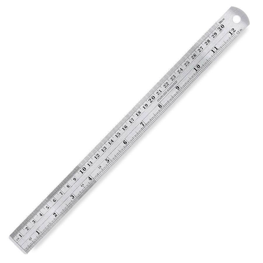 Steel Measuring Ruler - Heavy Duty Stainless Steel - 12 in - 300mm