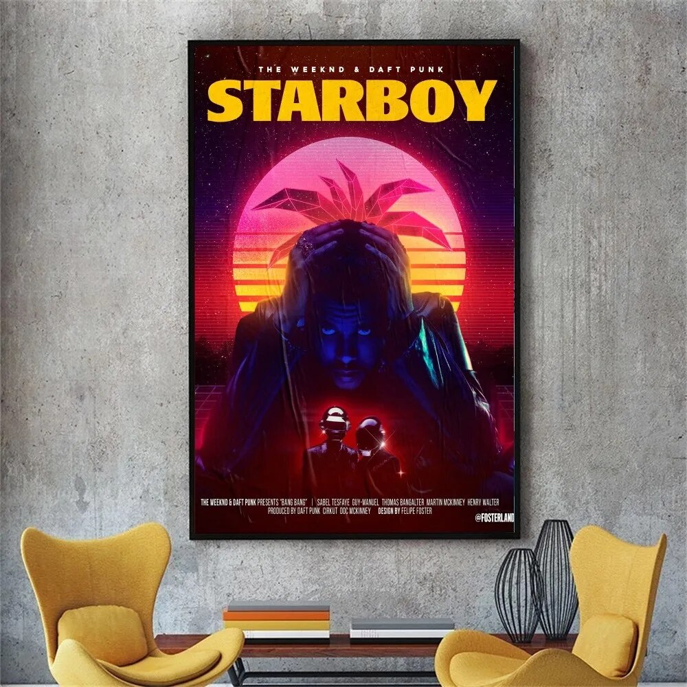 【NEW】 The Weeknd Starboy Poster No Framed Poster Kraft Club Bar Paper Vintage Poster Wall Art Painting Bedroom Study Stickers. 