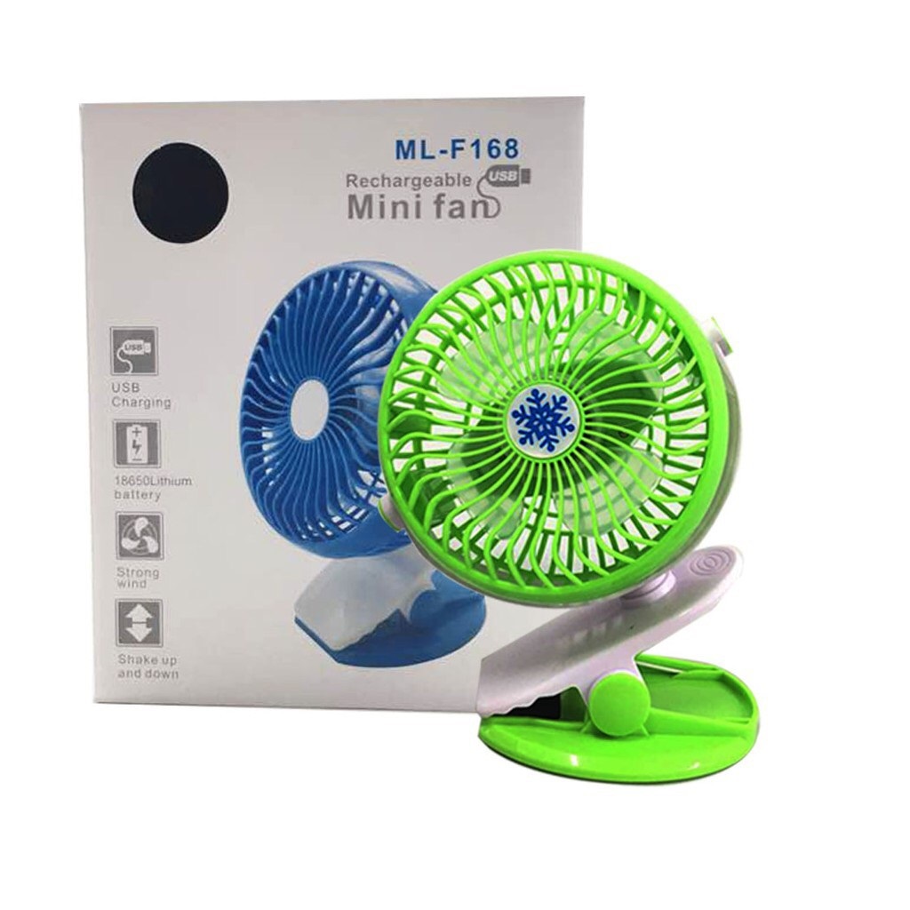 ML-F168 Clip Fan Portable Fan Baby Stroller Small Fan Rechargeable Fan 360 Adjustable Clip Fan Mini Fan Table Fan