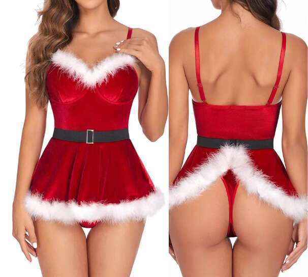 [PO] Sexy geries for Woman Christmas Fun Temptation Passion Uniforms One Piece Clothing Dominant Queen Sexiest Panties Bra Skirt ☆. 