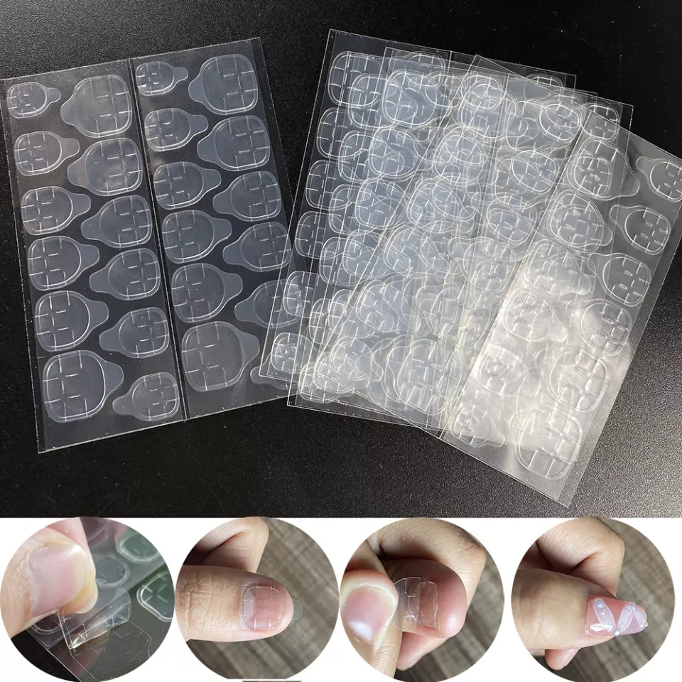 MTSSII 05 Sheets 120pcs Double Sided False DIY Nail Art Adhesive Tape Glue Sticker. 