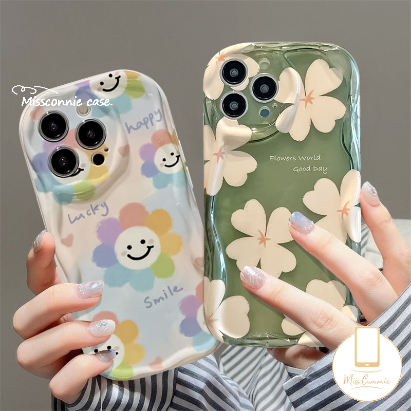 MissConnie Floral Case Compatible for iPhone 16 15 11 14 13 12 Pro Max XR 6s 6 7 8 Plus 7plus X XS Max SE 2020 3D Wavy Curved Edge Fresh Flowers Tpu Soft Shockproof Airbag Glossy Back Cover. 