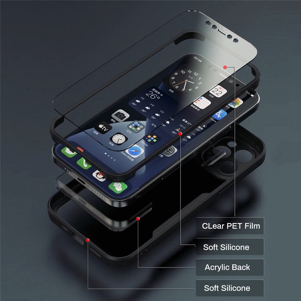 【ThinkWay】360 Full Body Front Screen Transparent Phone Case For iPhone 11 12 13 Pro Max XS X XR 7 8 Plus SE 2 Shockproof Bumper Back Cover. 