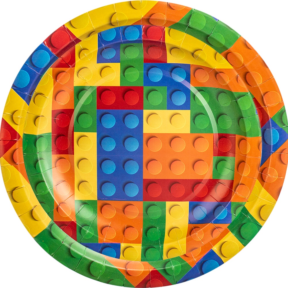 Building block theme LEGO birthday party decoration paper tray cup napkin tablecloth disposable tableware party supplies. 