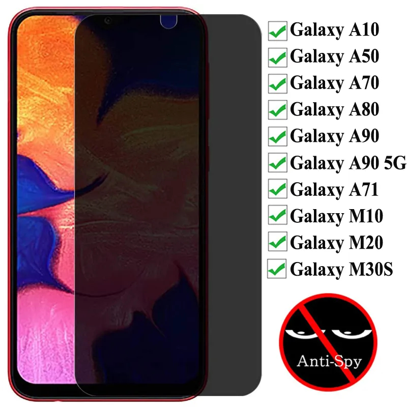 1-3Pcs Privacy Screen Protectors For Samsung Galaxy A50 A10 A70 A71 A80 A90 5G Anti-spy Tempered Glass For Galaxy M10 M20 M30S