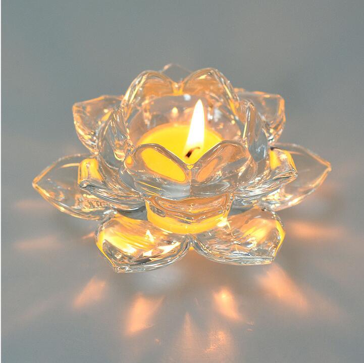 1pc Crystal Candle Pedestal Candleholder Lotus Modeling Ornament 休み