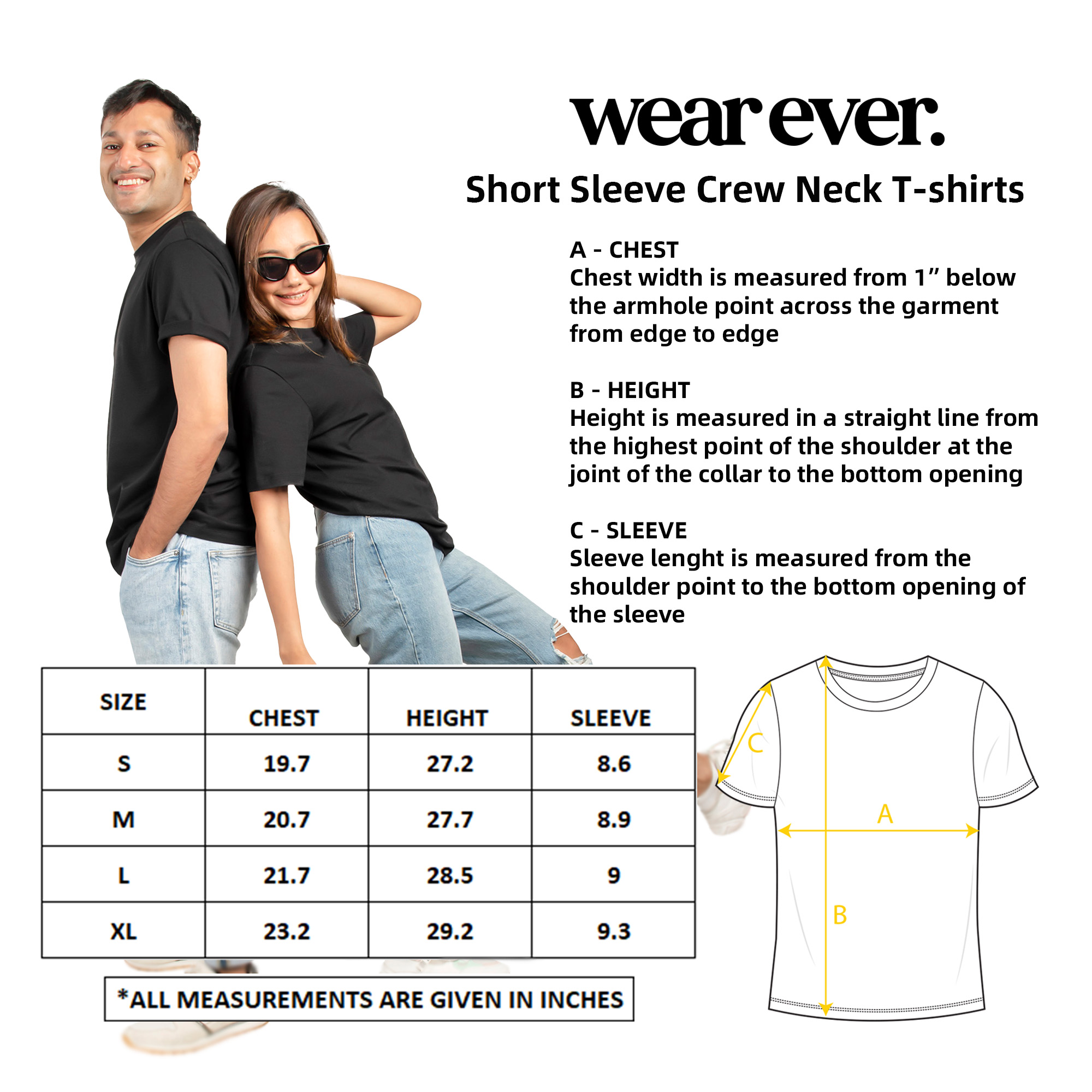 wearever Premium Short Sleeve Comfort Fit Crew Neck T shirt for Men - Blue/Grey/Black. 