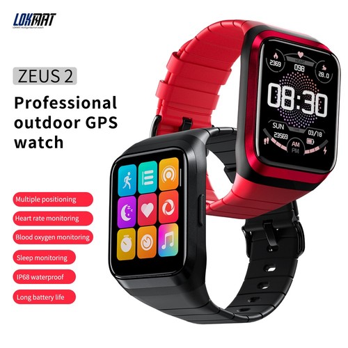 LOKMAT ZEUS 2 Smartwatch 1.69'' TFT Full Touch Screen GPS Sport Bracelet Heart Rate, Blood Oxygen Monitor - Red. 