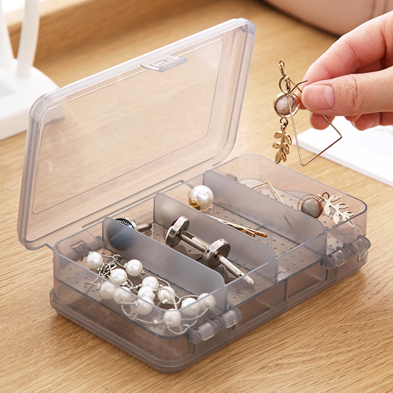 Japanese Double Layer Portable Travel Plastic Display Boxes Organizer Transparent Style Storage Box for Rings, Necklaces, Earrings, Bracelets.... 