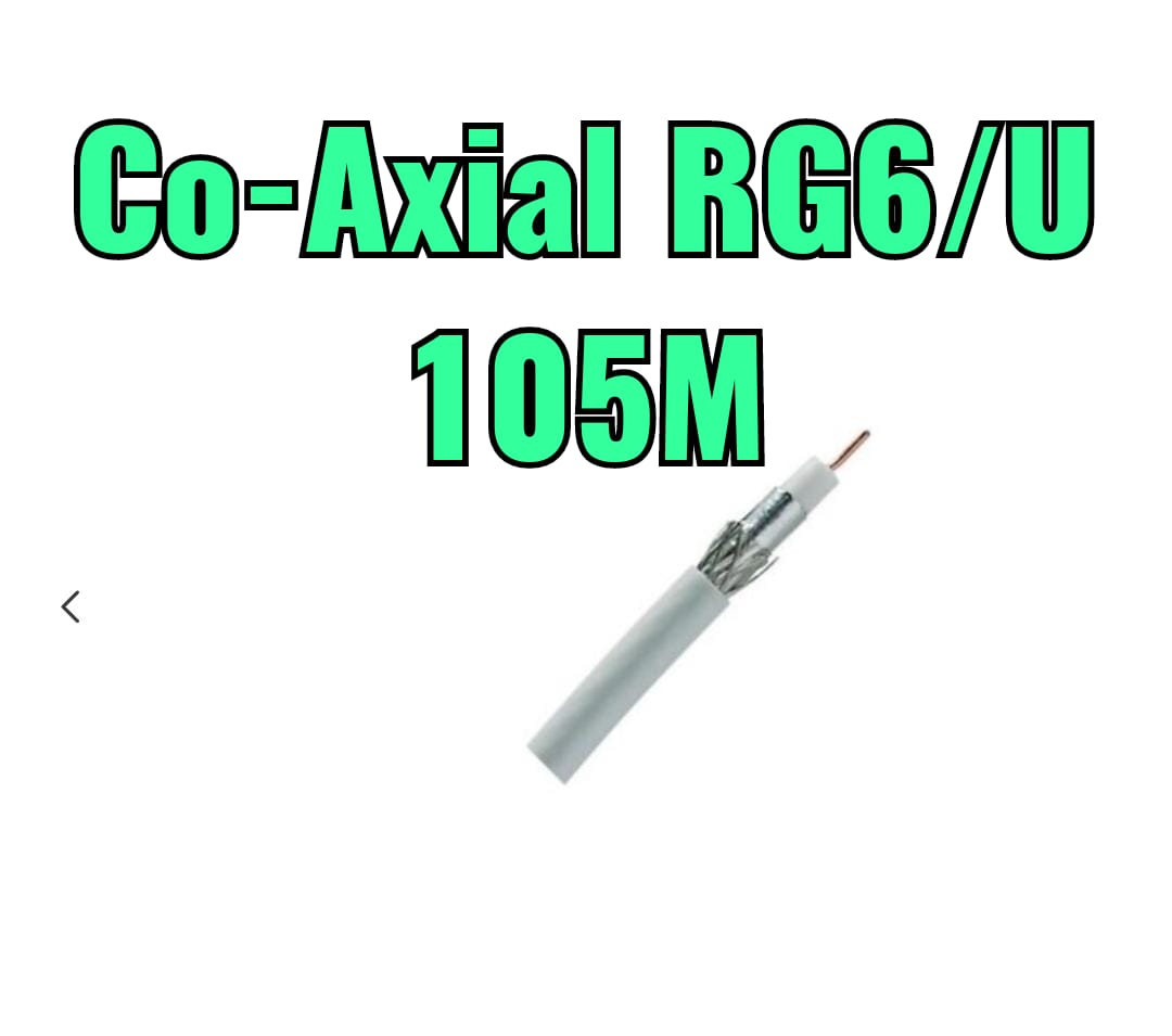 Satellite TV RG-6U Coaxial Wire Roll -105 Meters-White. 