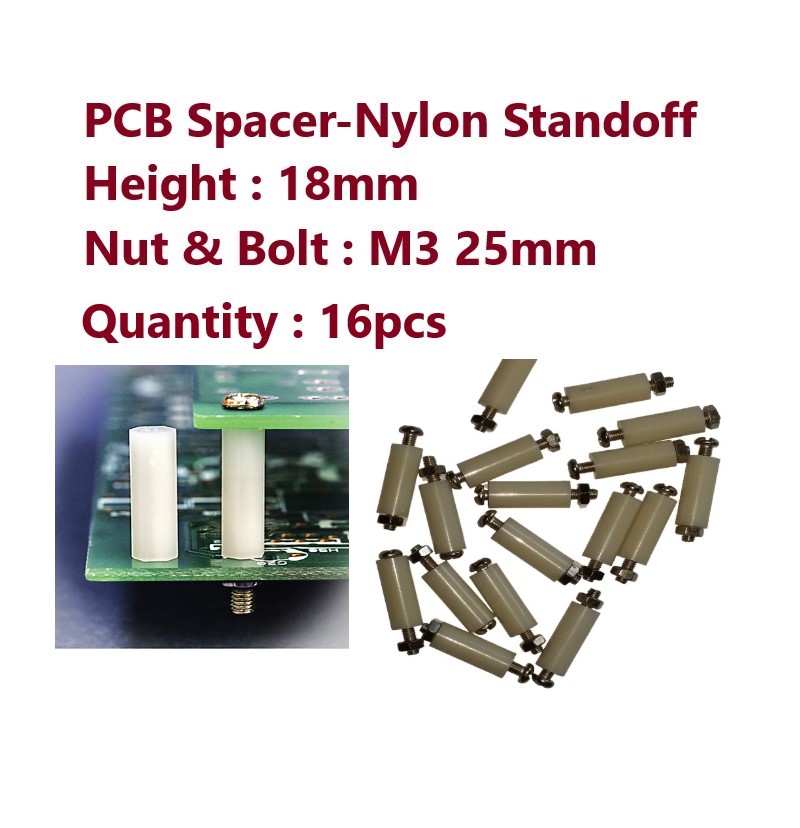 16pcs of 18mm Nylon PCB Spacer Standoff with 25mm Nut & Bolt | Daraz.lk