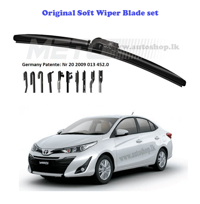 TOYOTA YARIS SILICONE WIPER BLADES, ORIGINAL A1-METO, BEAM, FRONT PAIR ...