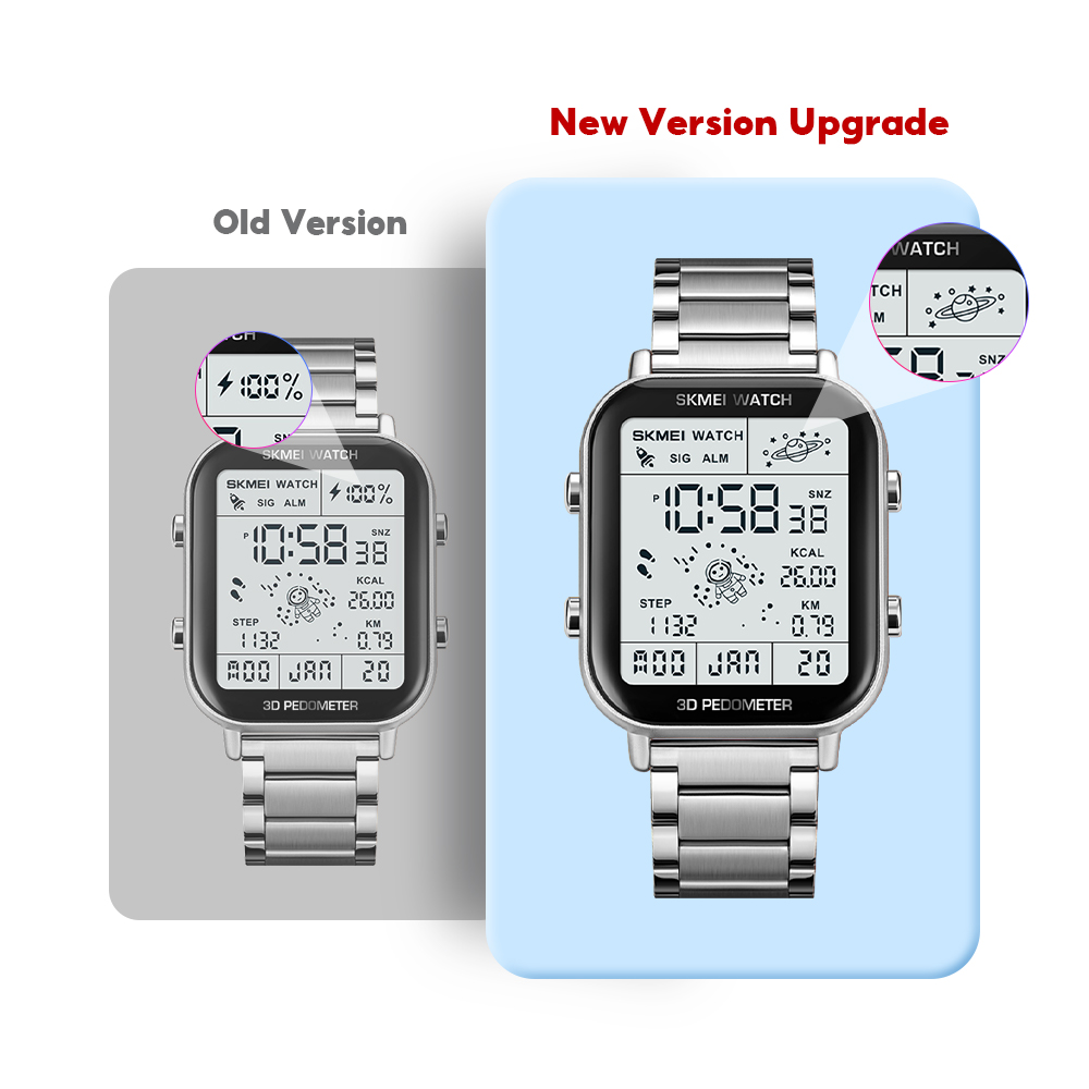 SKMEI Multi-Purpose Electronic Watch for Men and Women - Sports, Simplicity, and Waterproof Design - Model 1888 (Randomly Sending New and Old Versions). 