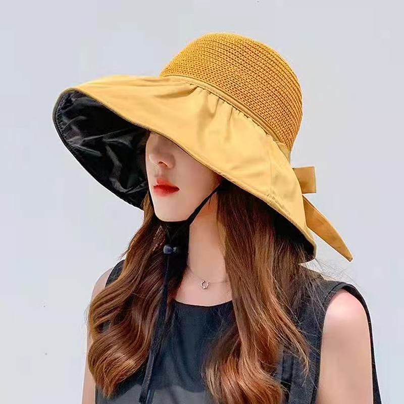 Spring Summer Hat For Women Big Wide Brim Women Bucket Hat Solid Color Foldable UV Protection Outdoor Beach Panama Cap Sun Hats Jessica. 