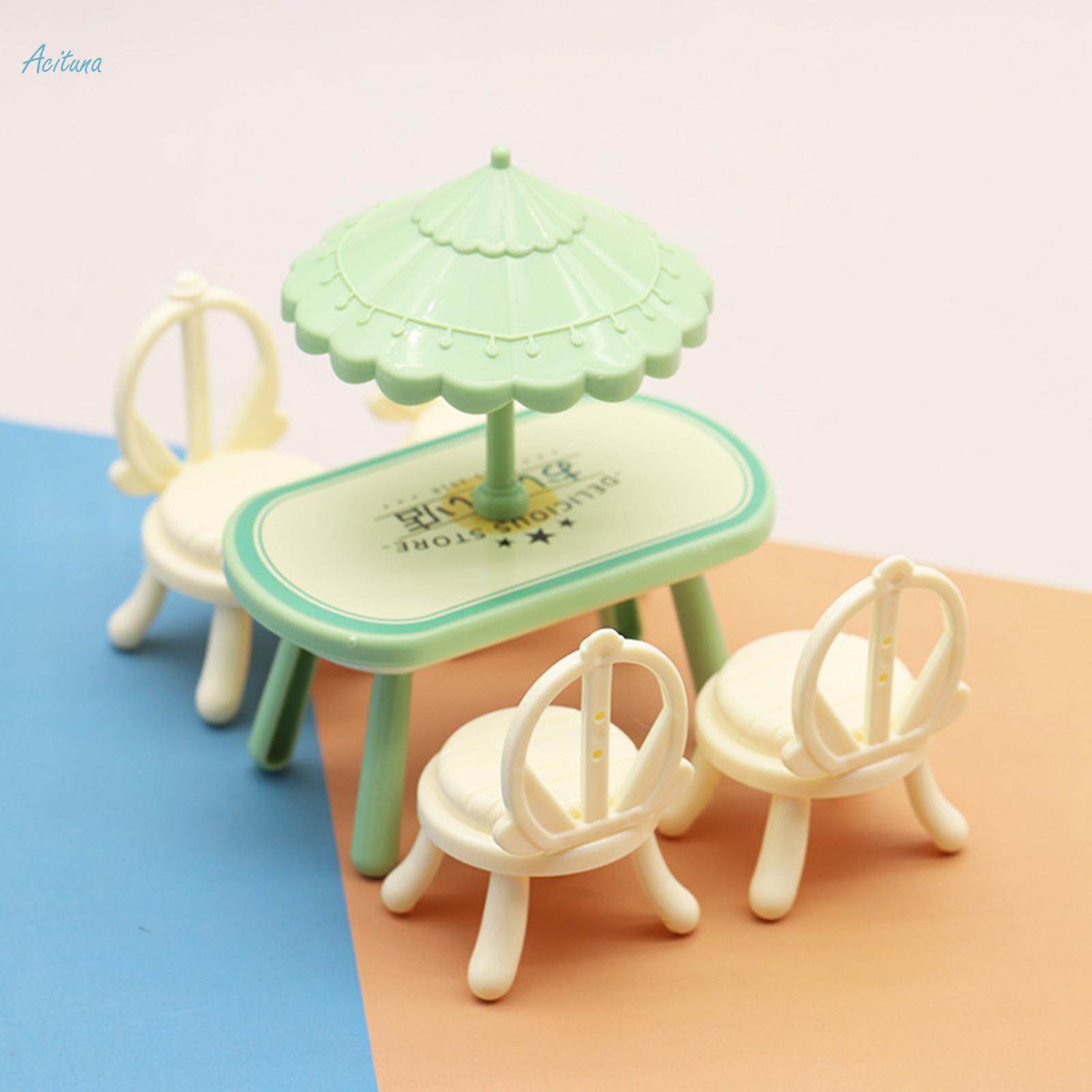Pretend Play Outdoor Dinign Table and Chair Set Exquisite Activity Picnic Dinner Toys Picnic Table with Parasols for Birthday Gift Preschool