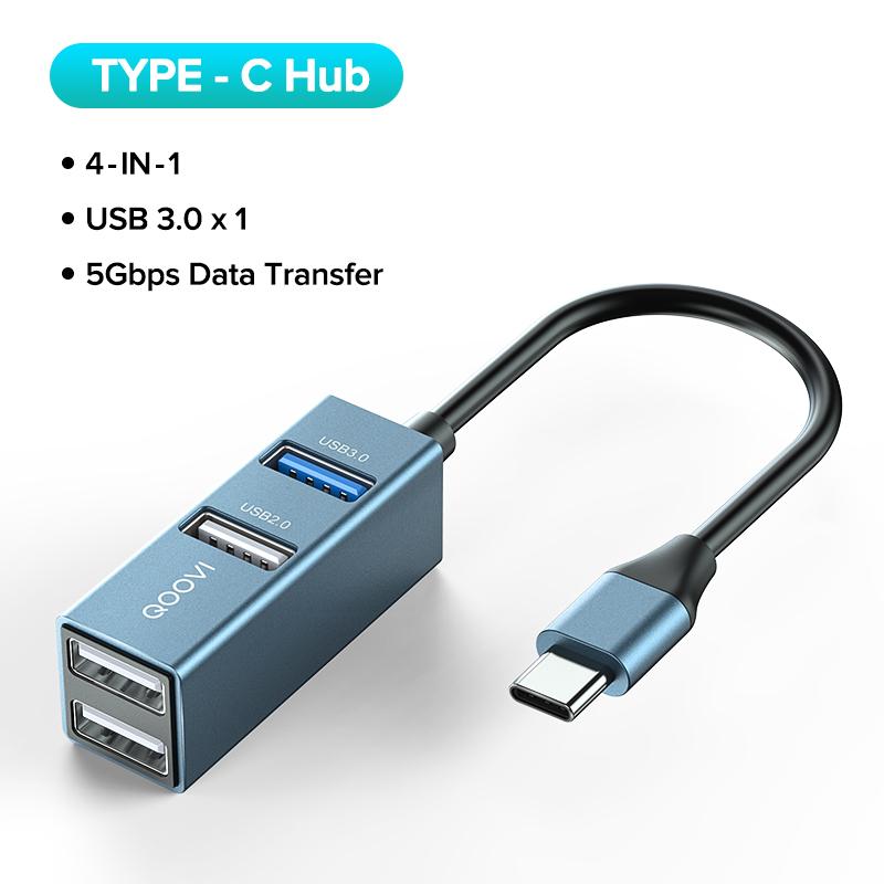 Qoovi 4 in 1 USB Hub USB C to USB 3.0 Docking Station | Daraz.lk