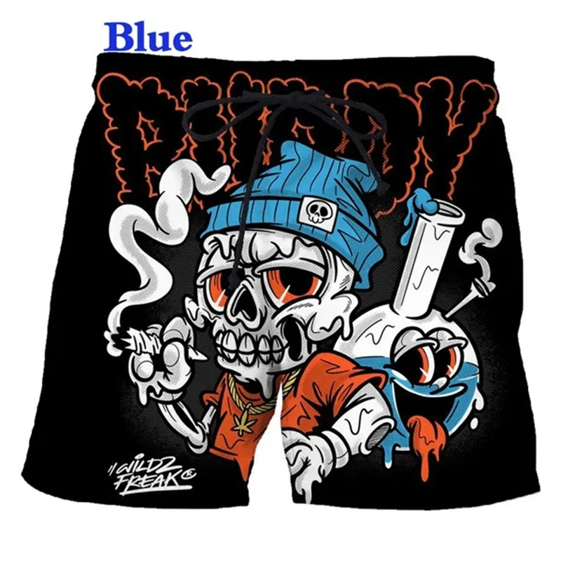 New Men's Fashion Skull 3D Printed Beach Shorts Pants Quick Dry Swim Shorts Skull Shorts For Men Plus Size Shorts For MenXS-4XL. 