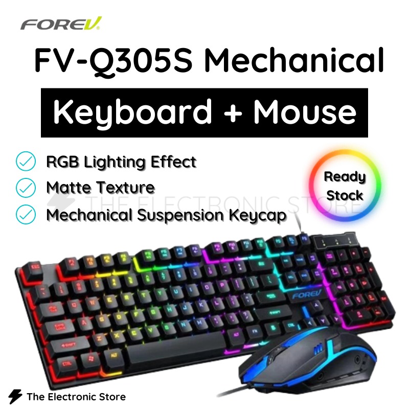 Gaming Keyboard & Mouse Combo Forev FV-Q3055 With RGB Lighting. 