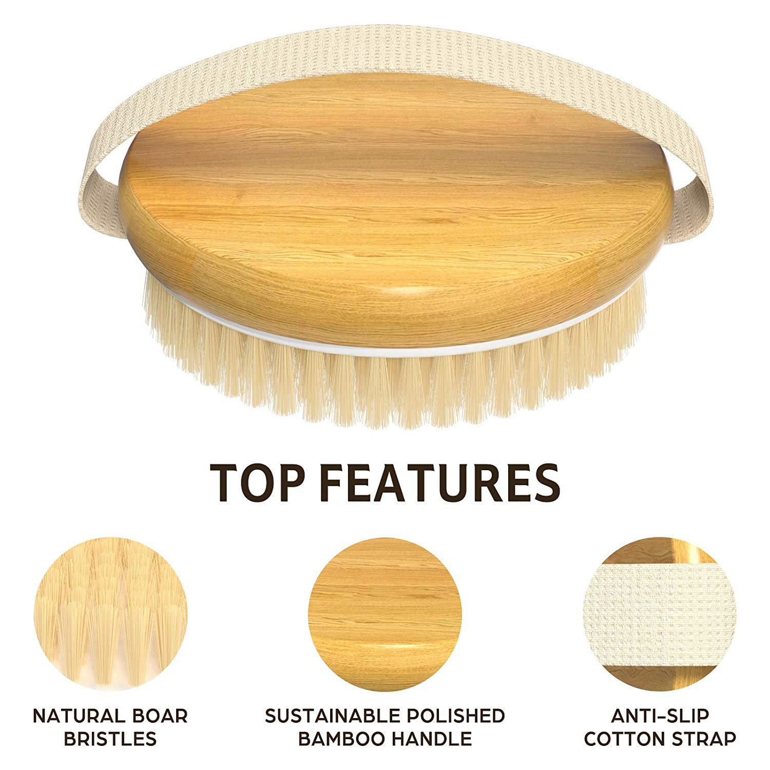1 Pack Dry Body Brush, Shower Brush Wet and Dry Brushing, Dry Brush for Cellulite and Lymphatic, Body Scrubber with Soft. 
