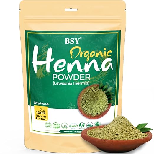 BSY Organic 100% Natural Henna Powder for Hair - 227g (Pack of 1), Mehandi Powder for Hair, Black Henna Powder for Hair, Herbal Henna Powder for Hair, Triple Sifted PowderFROM INDIA(NUZ). 