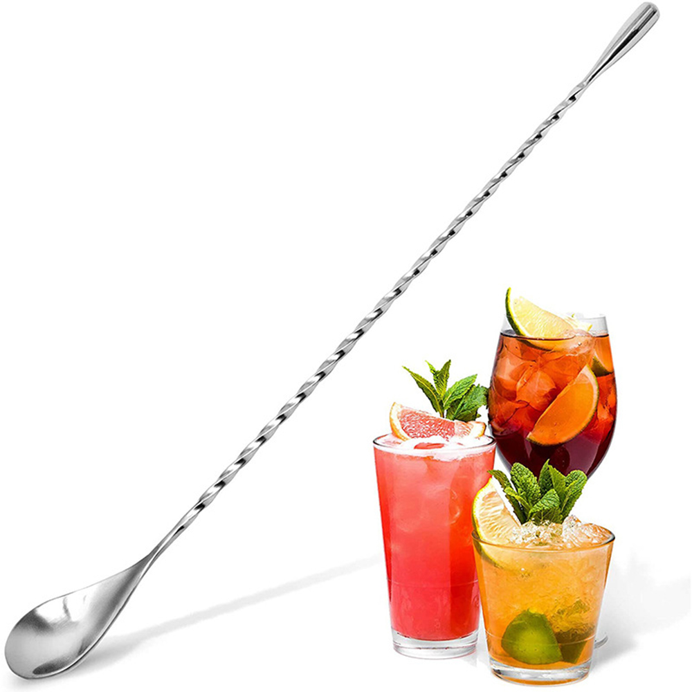 Stainless Steel Bartender Mixing Spoon Cocktail Stirrers, Spiral Pattern Bar Spoon Stirring Spoon With Long Handle