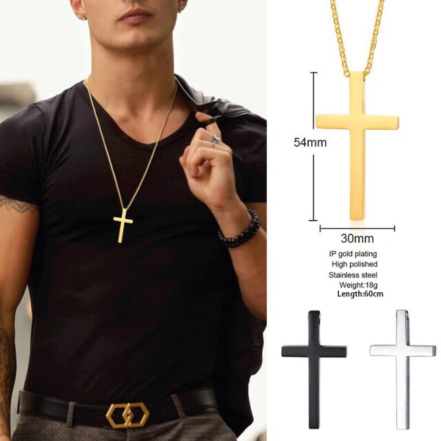 Large Gold Cross Necklace For Men 