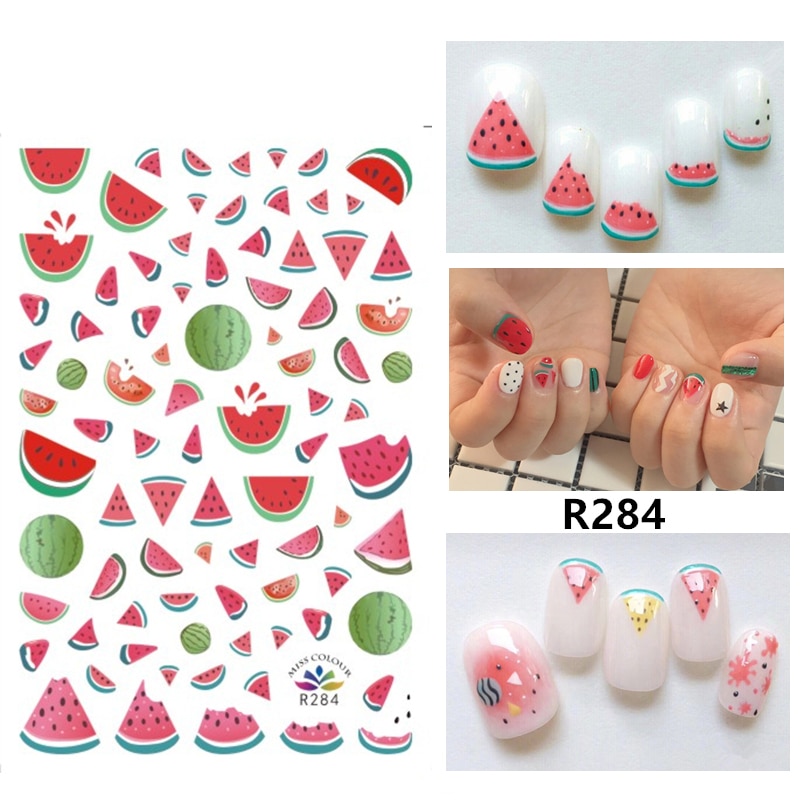 【Hannah Martin Official Store】Self-adhesive 3D Stickers Nails Lemon Pineapple Fruit Nail Decorations Small Fashion Stickers Women Girl Nail Foils. 