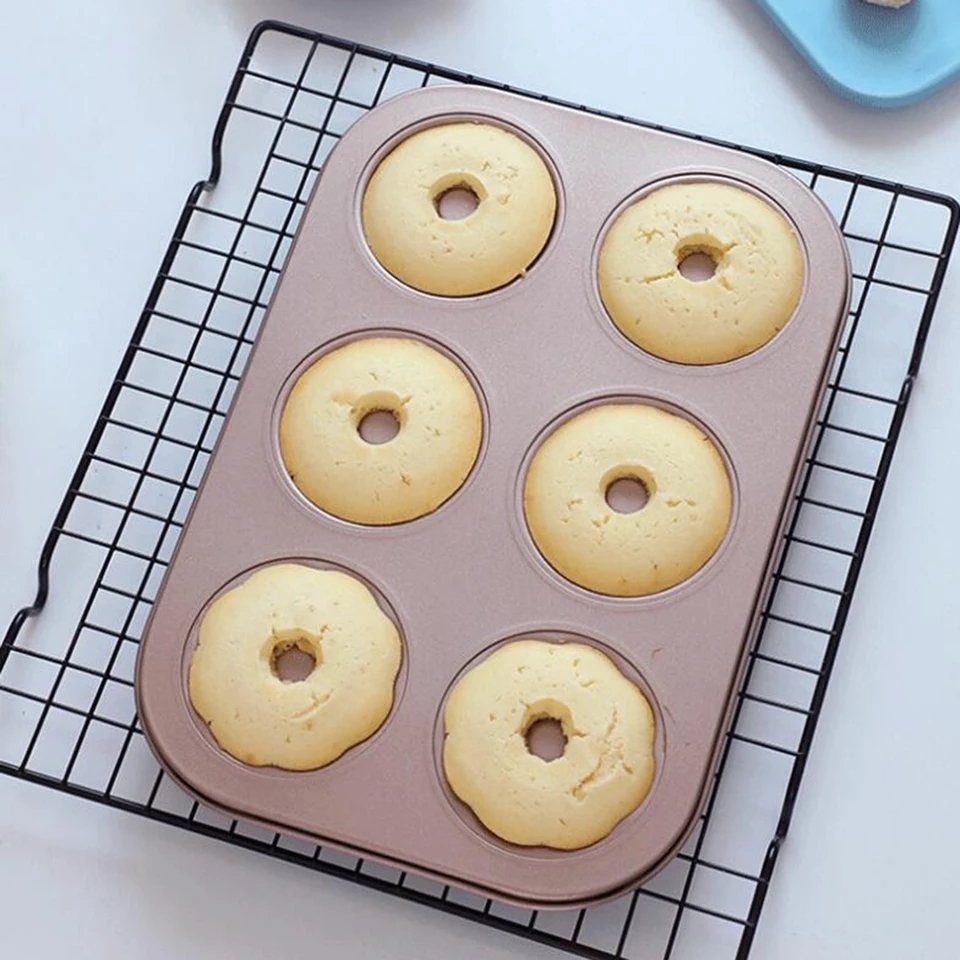 Food Carbon Steel Doughnut Mould 6 Cavities Non-Stick Safe Stainless Steel Donut Baking Pan Mini Cake Pan Doughnut Pan. 