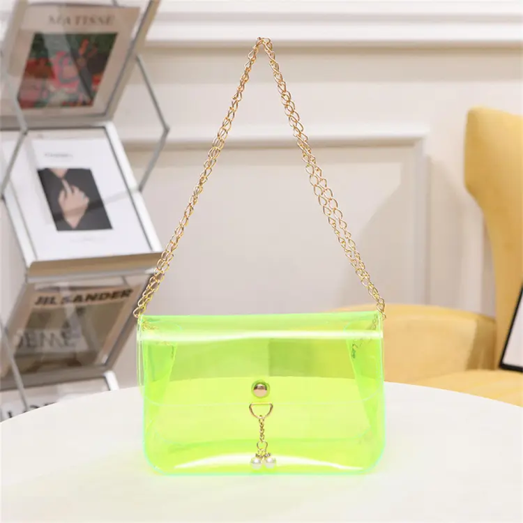 Fashion Vintage Ladies Jelly Solid Color Clear Bag Casual Women