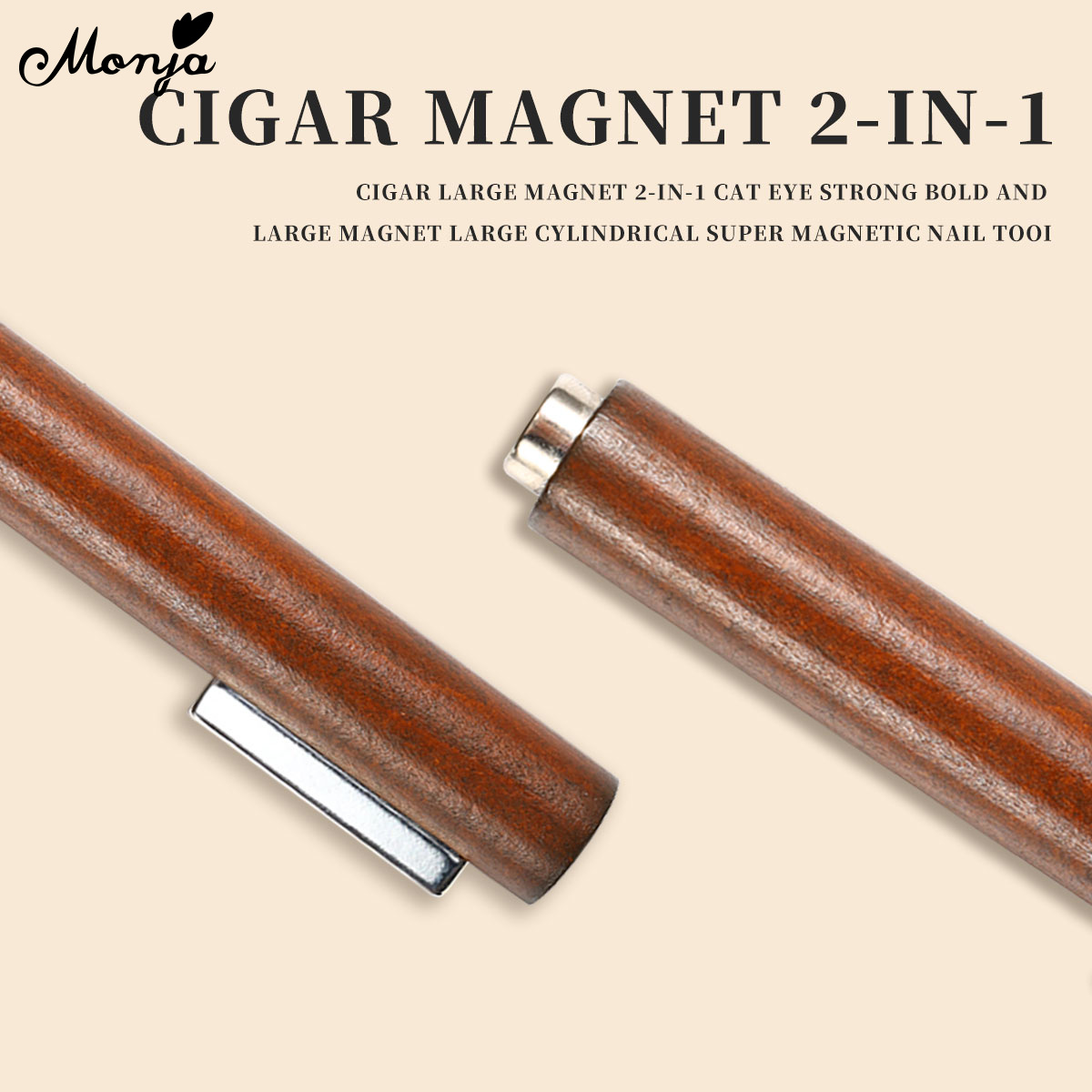 Monja 2-in-1 Cat Eye Nail Magnetic Stick 3D Cat Eye Magnetic Rod UV Gel Magnet Tools Strong Effect Magnets DIY Manicure Tools. 