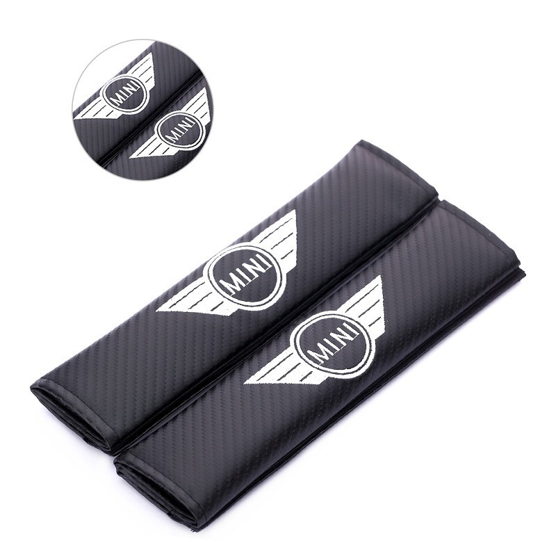 2pcs Carbon Fiber Seat Belt Covers Car Shoulder Pad Protection for Mini Cooper S One d F54 F56 F60 R56 R60