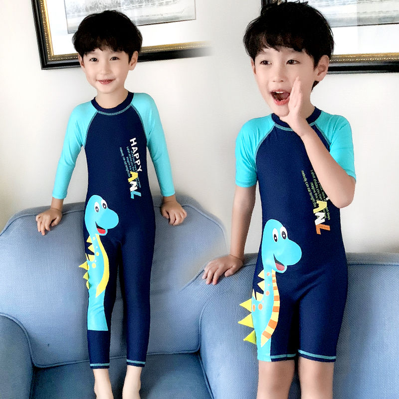 Children's Swimsuit One-Piece Long Short-Sleeved Cartoon Style